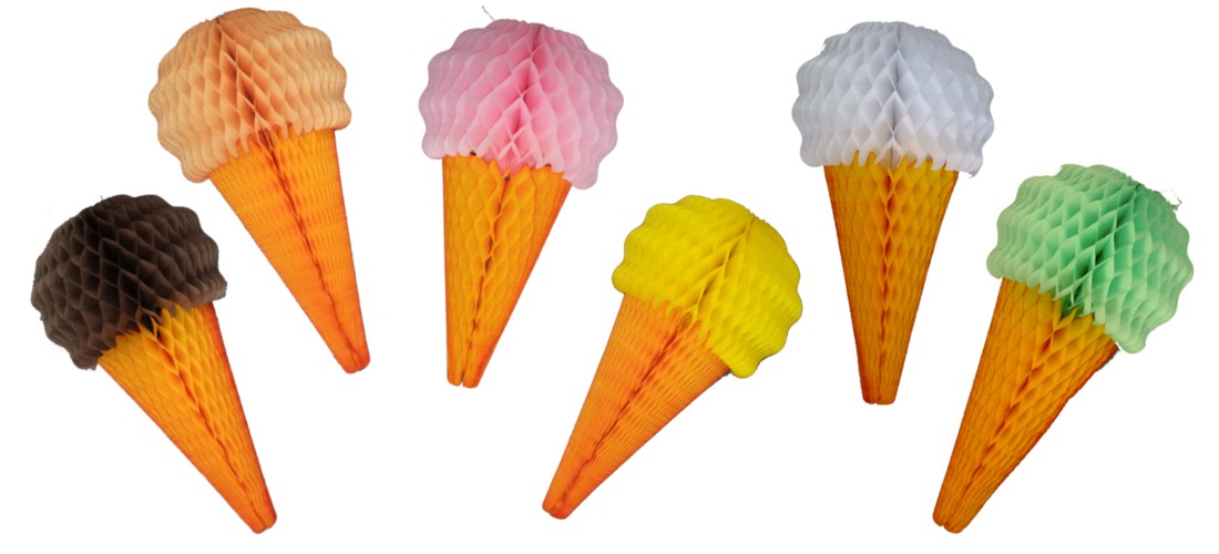 20 Inch Tissue Paper Ice Cream Cones (12 pieces) Ice Cream Decoration