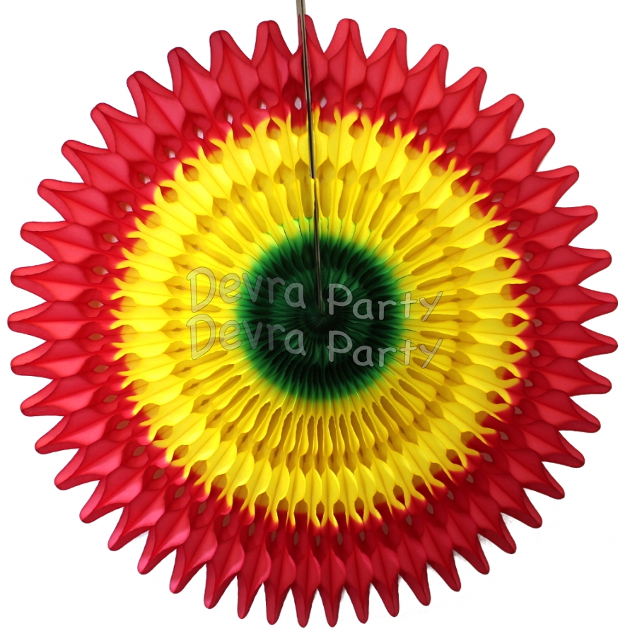 21 Inch Tissue Fan Fiesta Red/Yellow/Green (12 pcs) - Click Image to Close