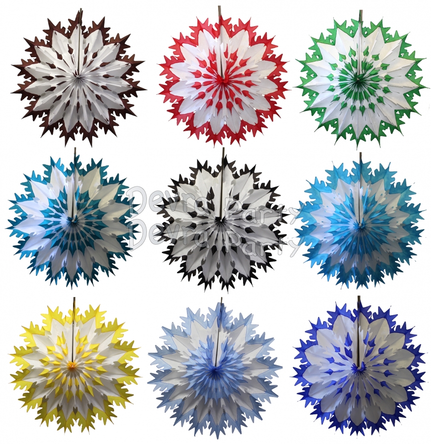 19 Inch Dip-Dyed Tissue Paper Snowflakes (12 pcs) - Click Image to Close