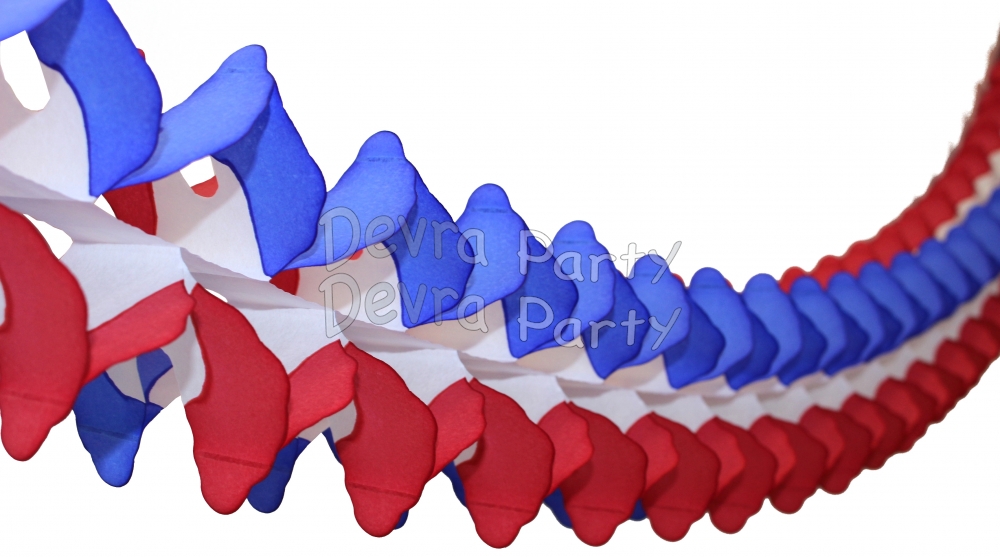 12 Foot Patriotic Cross Garland Decoration (12 pcs) - Click Image to Close