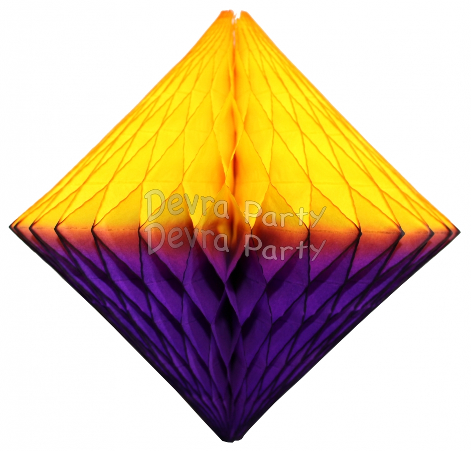 Purple & Gold Hanging Diamond Decoration (12 pcs) - Click Image to Close