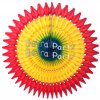 (image for) 21 Inch Tissue Fan Rainbow Fiesta - Red/Gold/Turquoise (12 pcs)