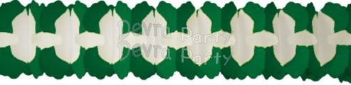 (image for) 12 Foot Cross Garland Decoration Dark Green & White (12 pcs)