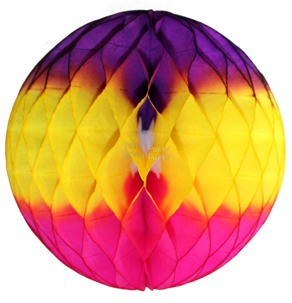 (image for) Purple Yellow Cerise Tissue Paper Ball (12 pcs)