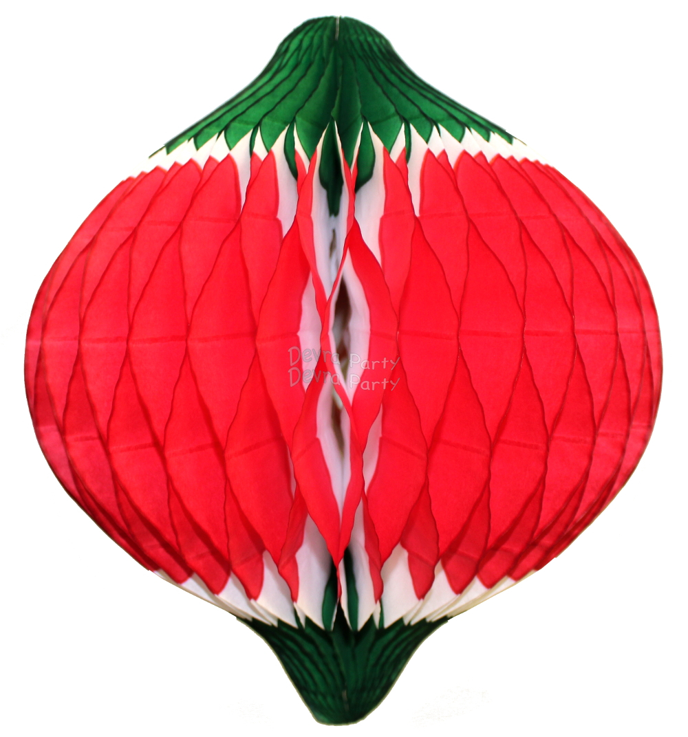 (image for) 12 Inch Oval Ornament Decoration - Red White Green (12 pcs)