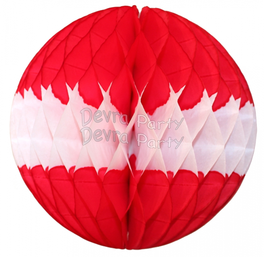 Red White Honeycomb Paper Ball (12 pcs) - Click Image to Close