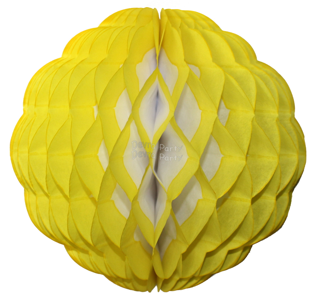 (image for) 14 Inch Puff Ball Yellow and White (12 pcs)