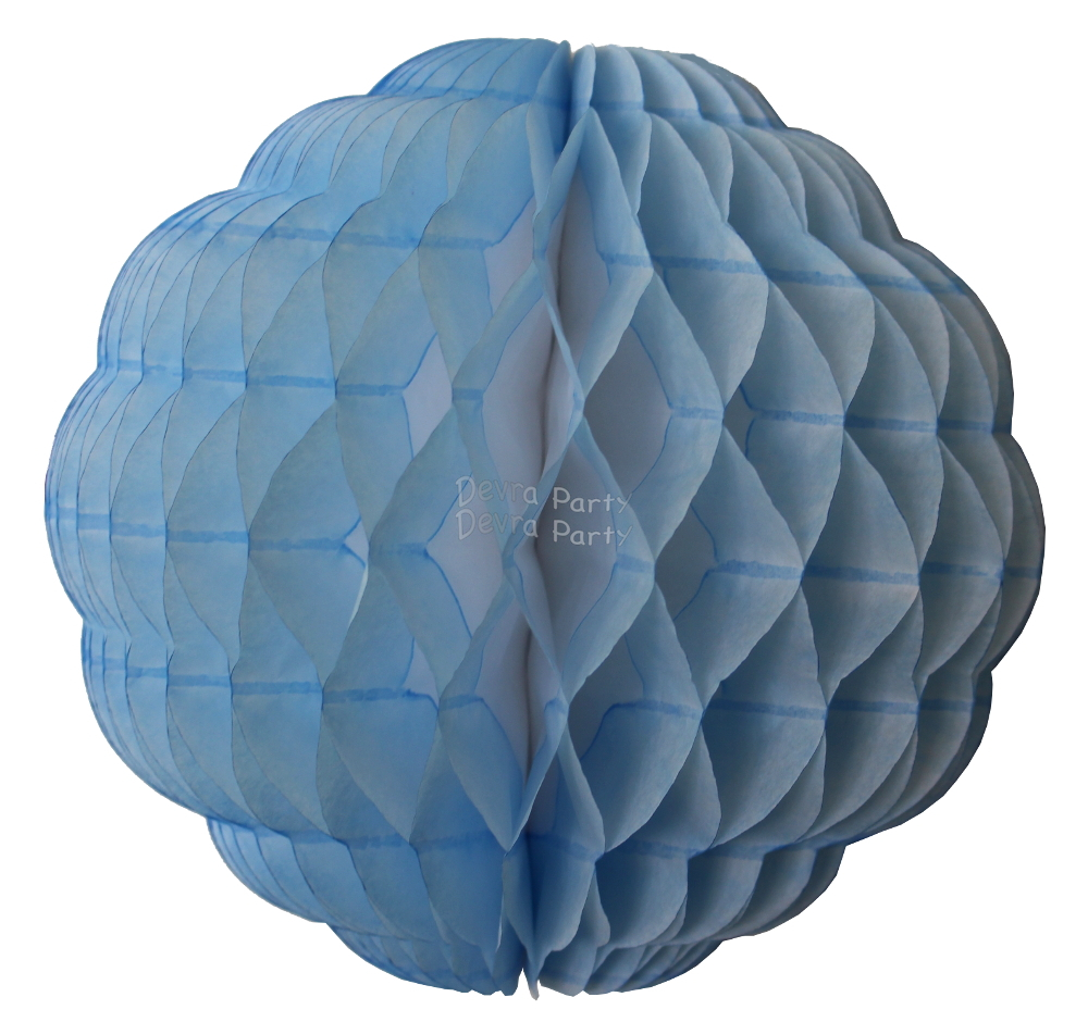 (image for) 14 Inch Puff Ball Cool Blue and White (12 pcs)