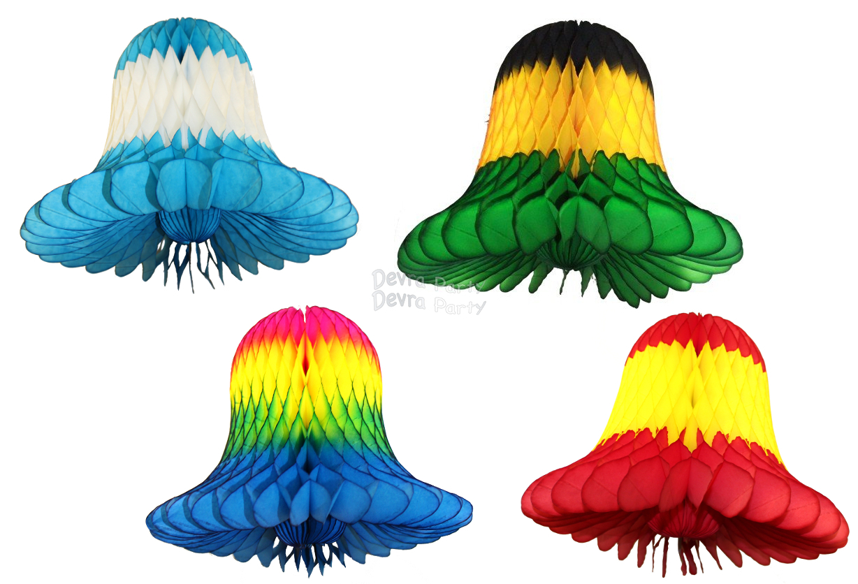 (image for) 11 Inch Tissue Paper Bells Multi Colors (12 pcs)