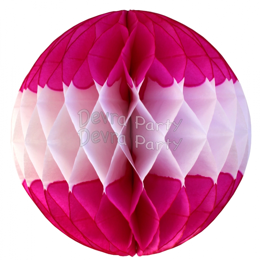 Cerise/White Tissue Balls (12 pcs) - Click Image to Close