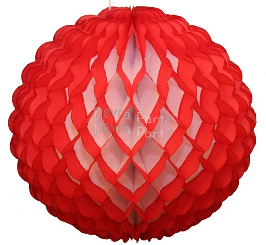 (image for) 14 Inch Puff Ball Red and White (12 pcs)