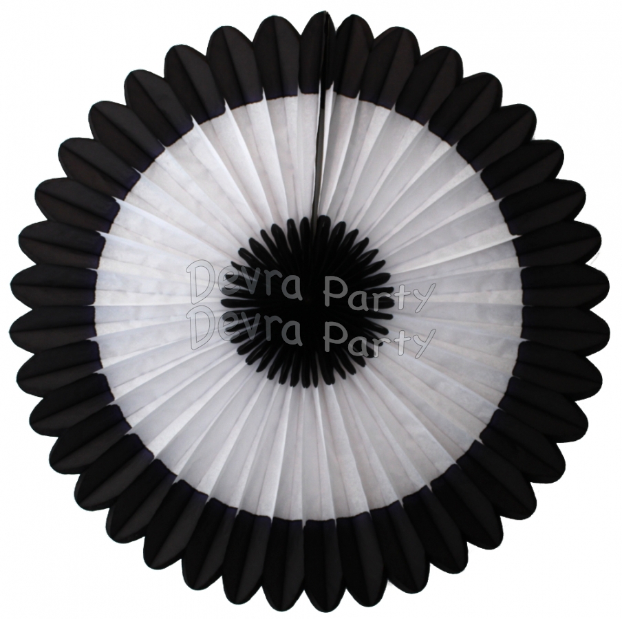 27 Inch Deluxe Fan Black White Black (12 pcs) - Click Image to Close