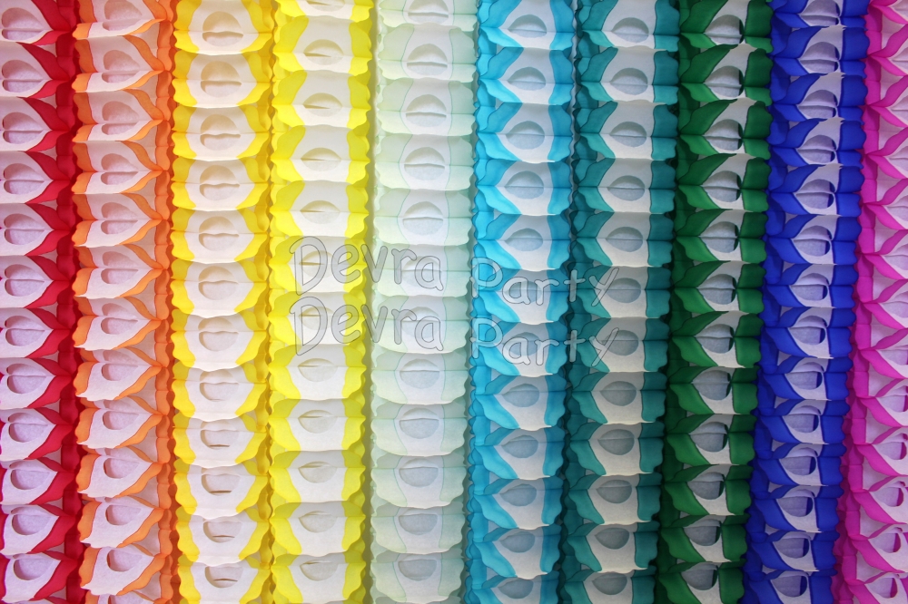 12 Foot Tissue Paper Oval Garland - ALL COLORS (12 pcs) - Click Image to Close