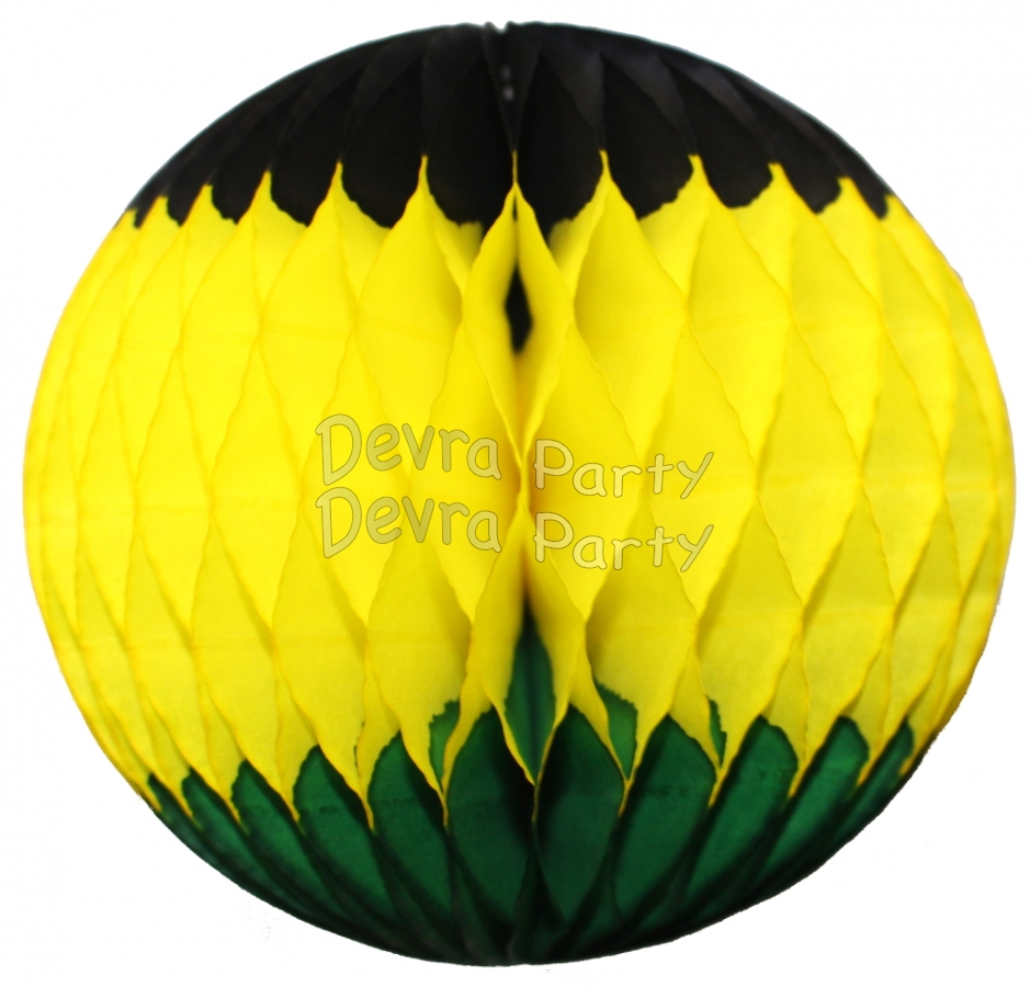 Jamaican Black Yellow Green Tissue Paper Ball (12 pcs) - Click Image to Close