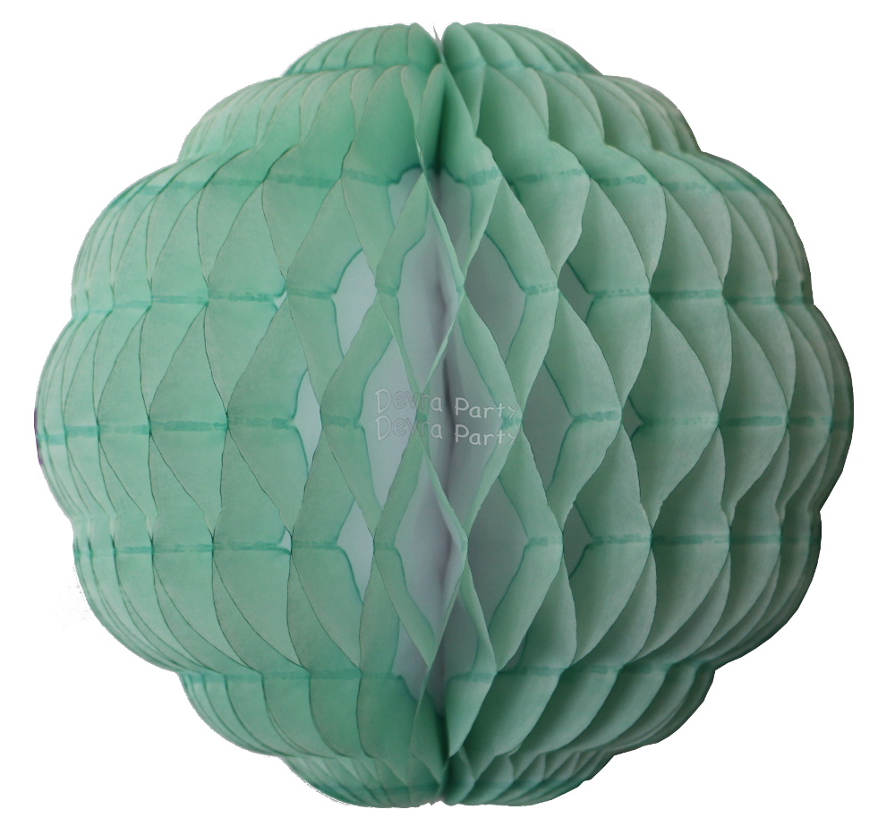 (image for) 8 Inch Cool Mint and White Puff Ball Decoration (12 pcs)