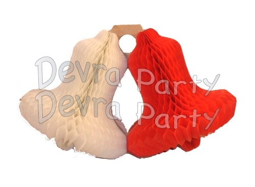 9 Inch Honeycomb Twin Bell Centerpiece (6 pieces) - Click Image to Close