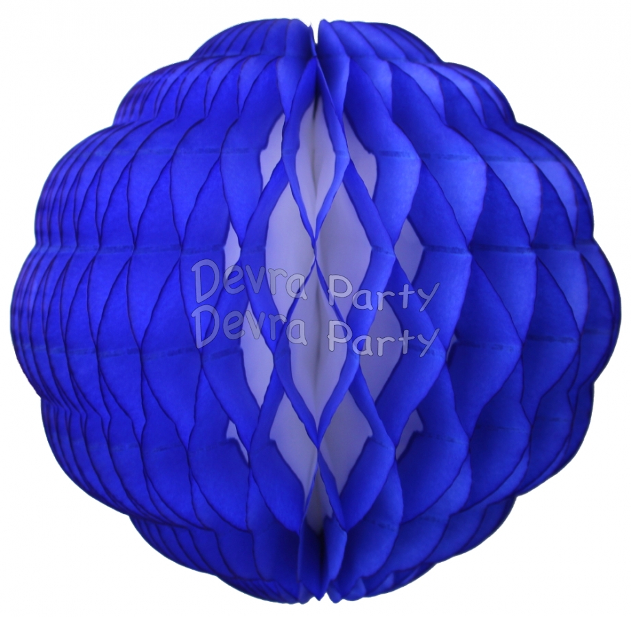 14 Inch Puff Ball Dark Blue and White (12 pcs) - Click Image to Close