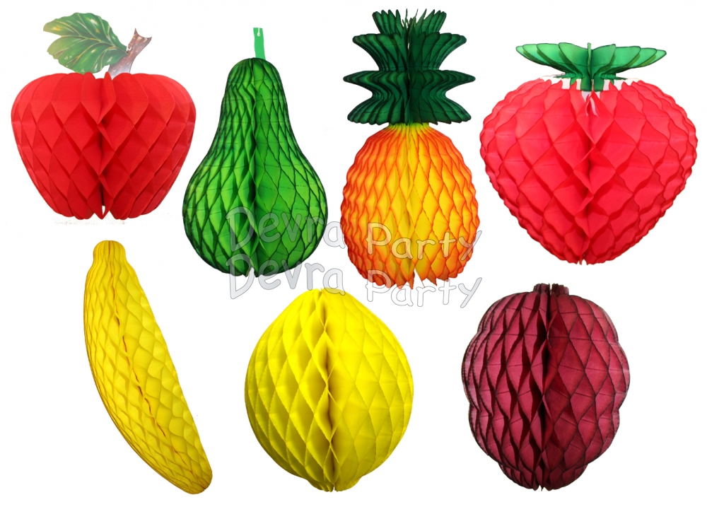 Large Tissue Paper Fruit Honeycomb Decoration Kit (20 Pieces) - Click Image to Close