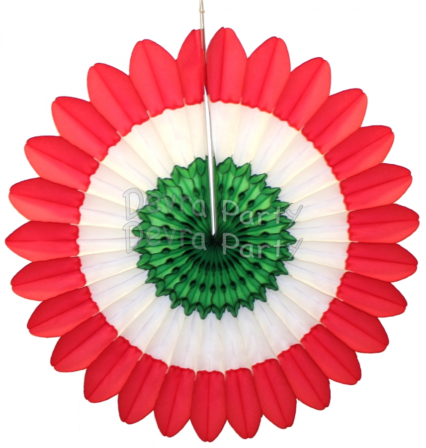 Red White Green Tissue Paper Honeycomb Fanburst (12 pcs) - Click Image to Close