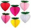 Honeycomb Tissue Strawberry, 8 Inch - Green Leaves (12 pcs)