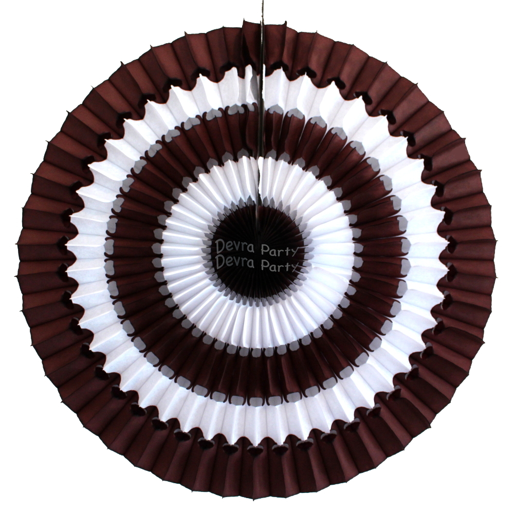 (image for) 16 Inch Tissue Paper Striped Fan Brown and White (12 pcs)