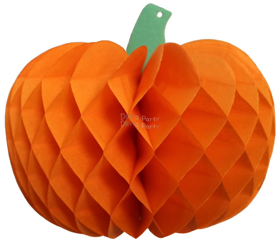 (image for) Tissue Paper Pumpkin Decoration, 10 Inch, Orange (12 pcs)