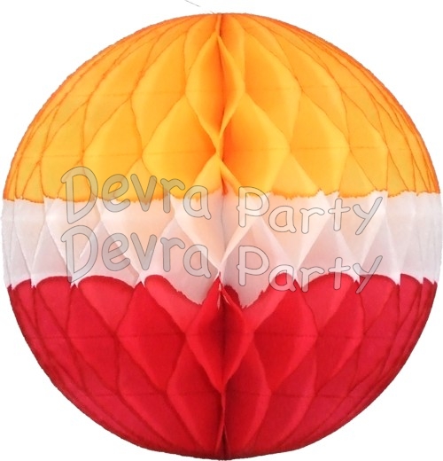 Yellow White Red Honeycomb Tissue Paper Ball (12 pcs) - Click Image to Close