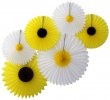 Daisies and Sunflowers - Set of Six Party Fans - SINGLE KIT