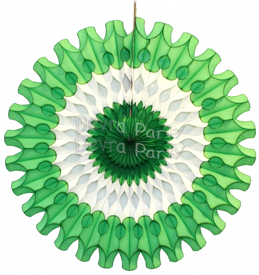 Green White Green 18 Inch Fan Decoration (12 pcs) - Click Image to Close