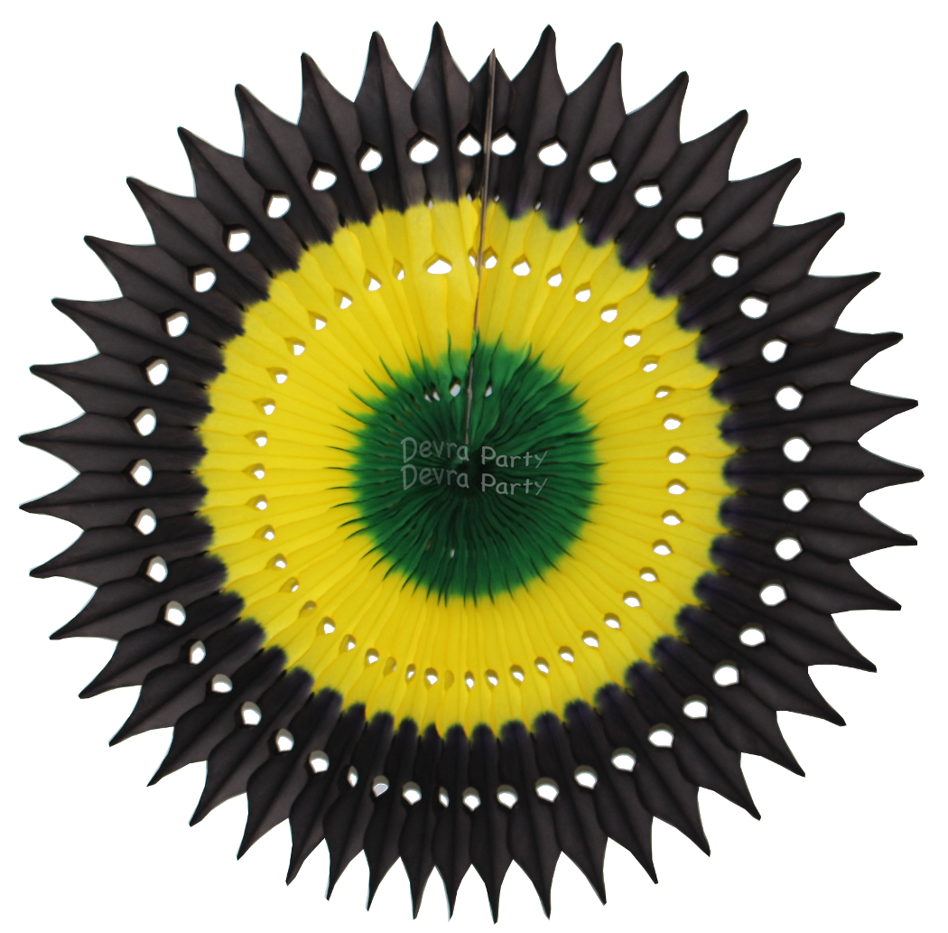 (image for) Jamaican Colors Tissue Fan Decoration 21 Inch (12 pcs)