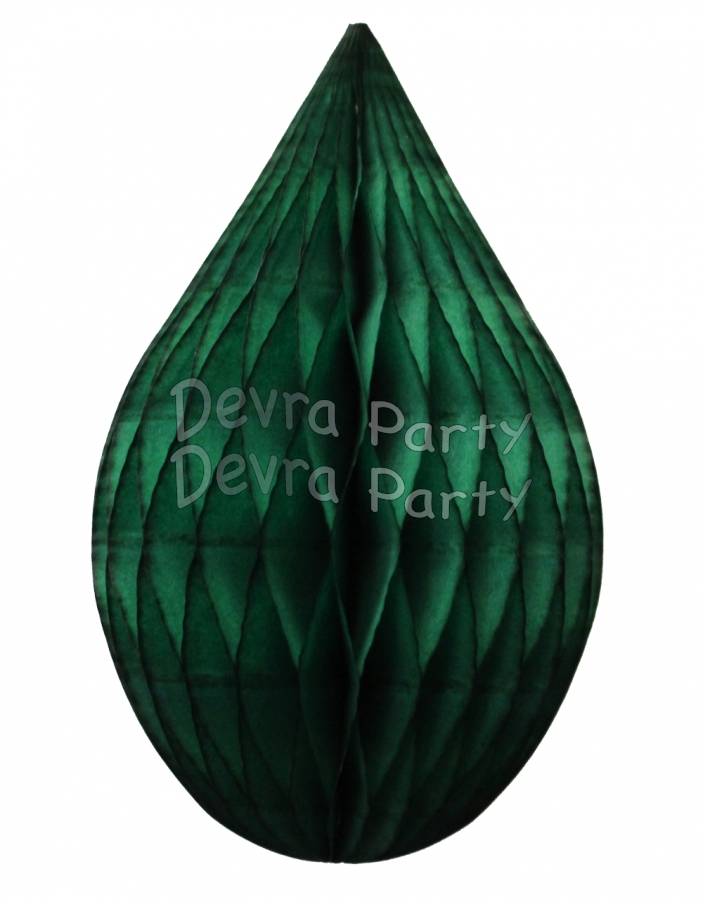 5 Inch Dark Green Rain Drop Ornament Decoration (12 pcs) - Click Image to Close