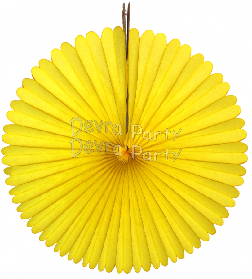 13 Inch Fan Decorations Yellow (12 PCS) - Click Image to Close