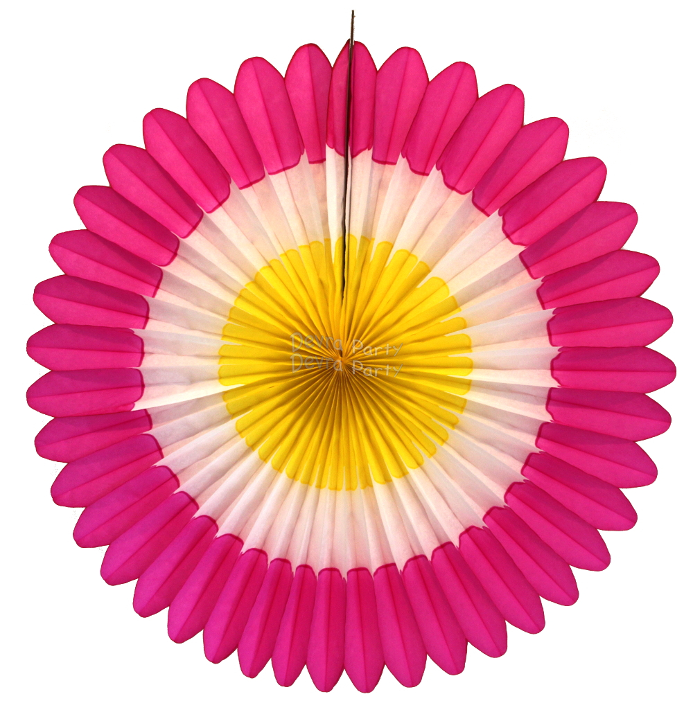 (image for) 27 Inch Deluxe Fan Hot Pink White Yellow (12 pcs)