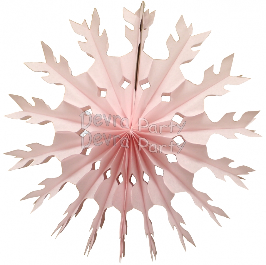 15 Inch Light Pink Tissue Paper Snowflake Decoration (12 pcs) - Click Image to Close