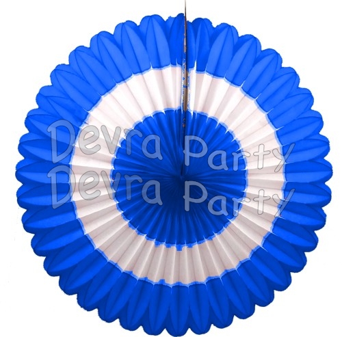 27 Inch Deluxe Fan Blue White Blue (12 pcs) - Click Image to Close