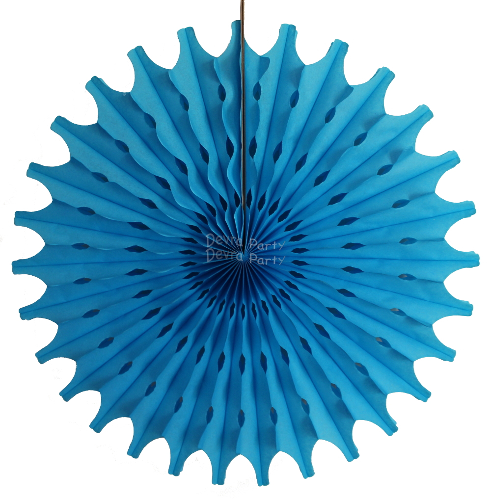 (image for) Turquoise 18 Inch Tissue Paper Fan (12 pcs)