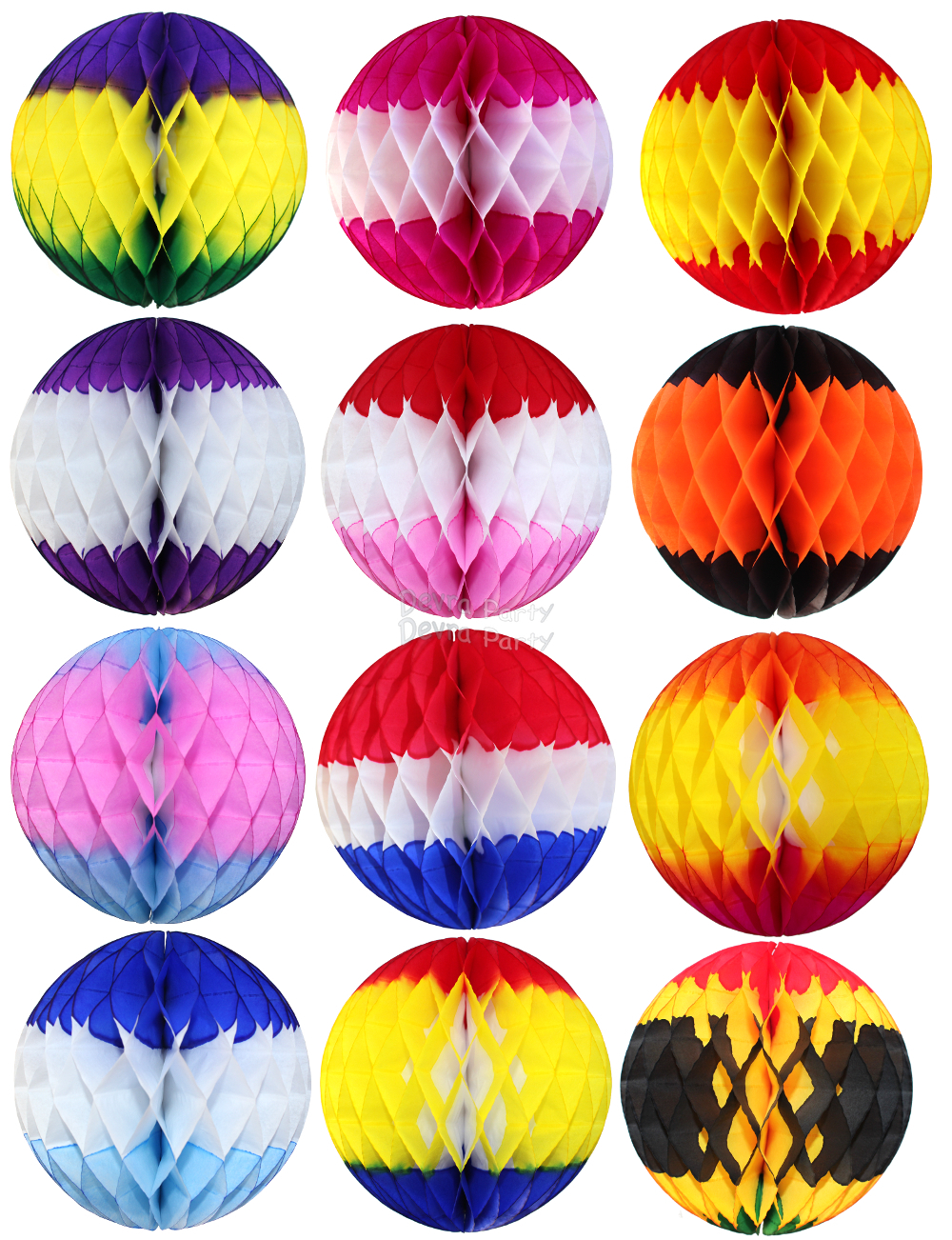 (image for) 12 Inch Honeycomb Ball Multicolors (12 pcs)