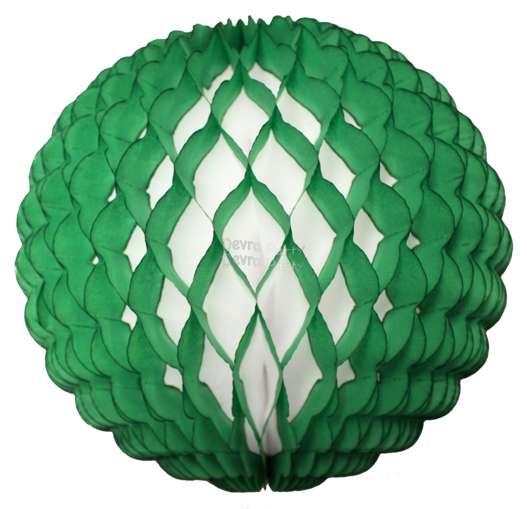 (image for) 8 Inch Puff Ball Dark Green and White (12 pcs)
