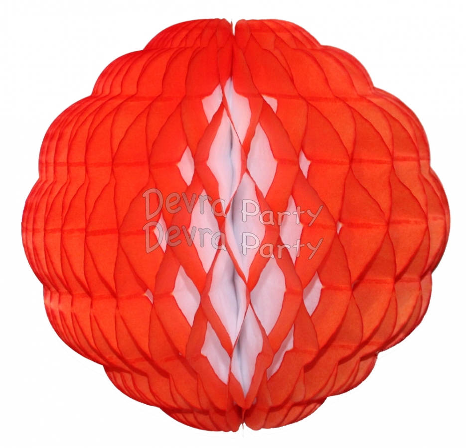 14 Inch Puff Ball Orange and White (12 pcs) - Click Image to Close