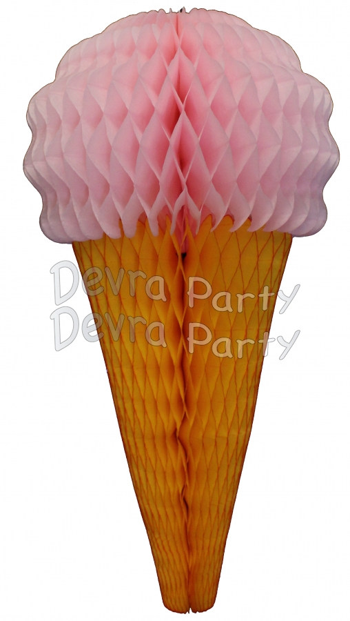 Pink 20 Inch Tissue Paper Ice Cream Cones (6 pieces) - Click Image to Close