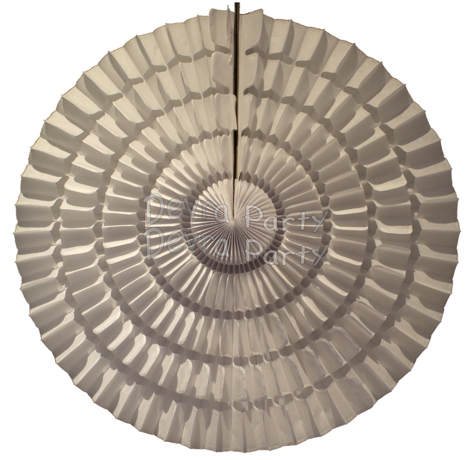 16 Inch Tissue Paper Striped Fan White (12 pcs) - Click Image to Close