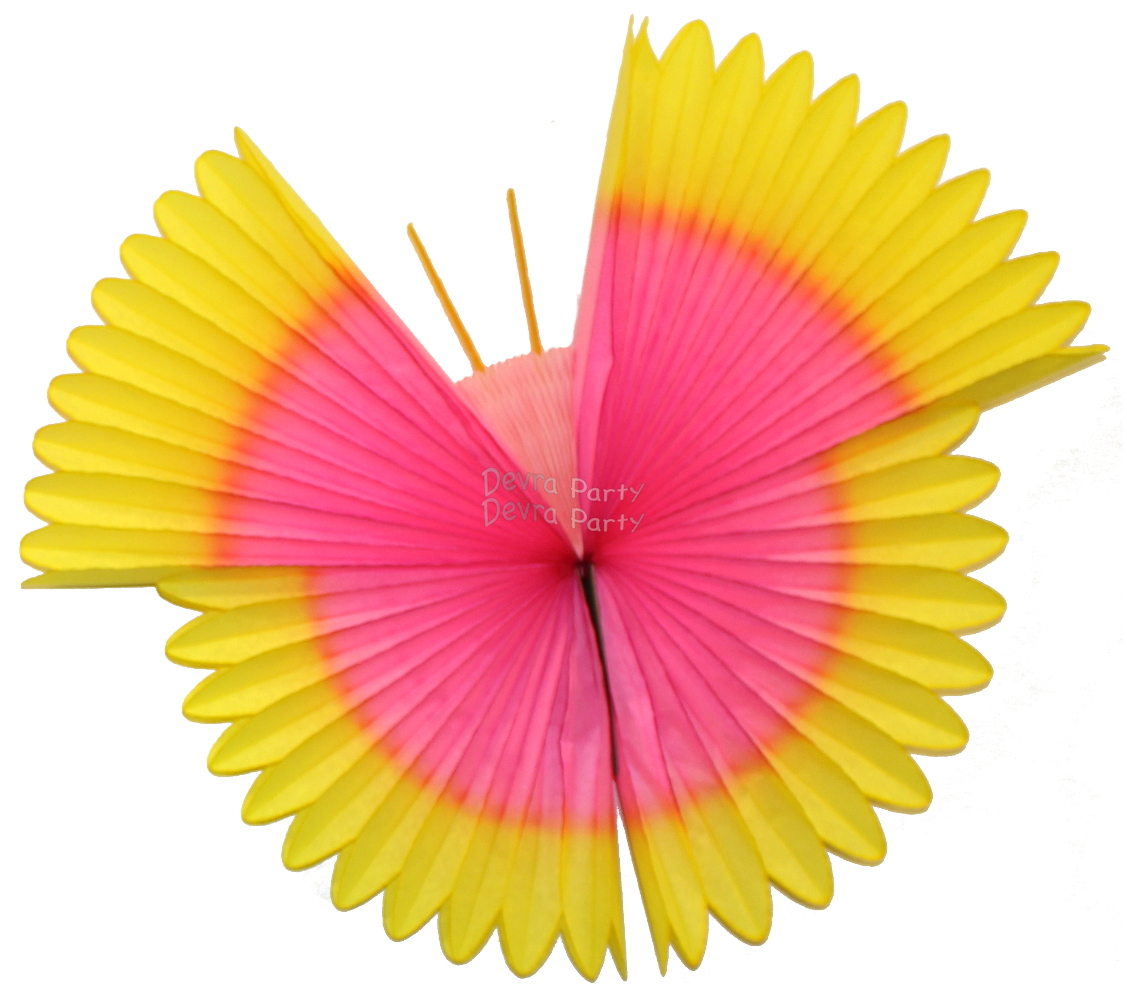 (image for) Hanging Tissue Paper Butterfly Decoration Yellow Pink (6 pcs)