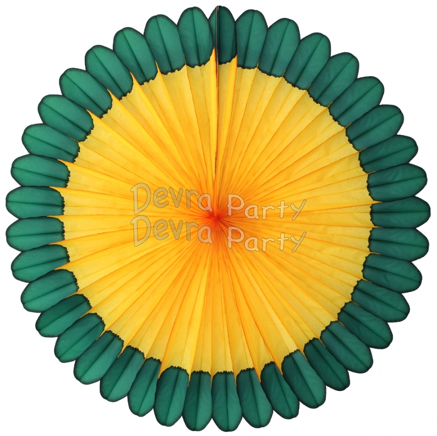 27 Inch Deluxe Fan Green Gold (12 pcs) - Click Image to Close