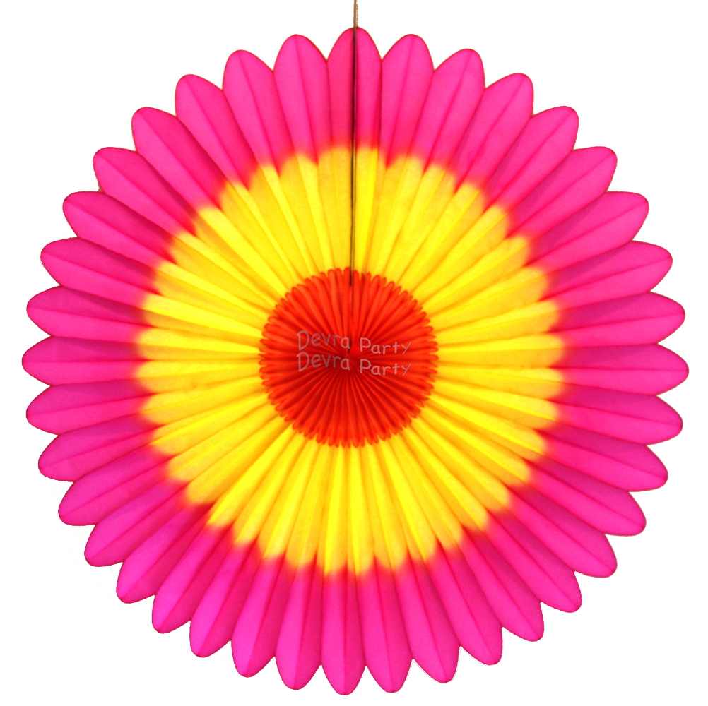 (image for) 27 Inch Deluxe Fan Cerise Yellow Orange (12 pcs)