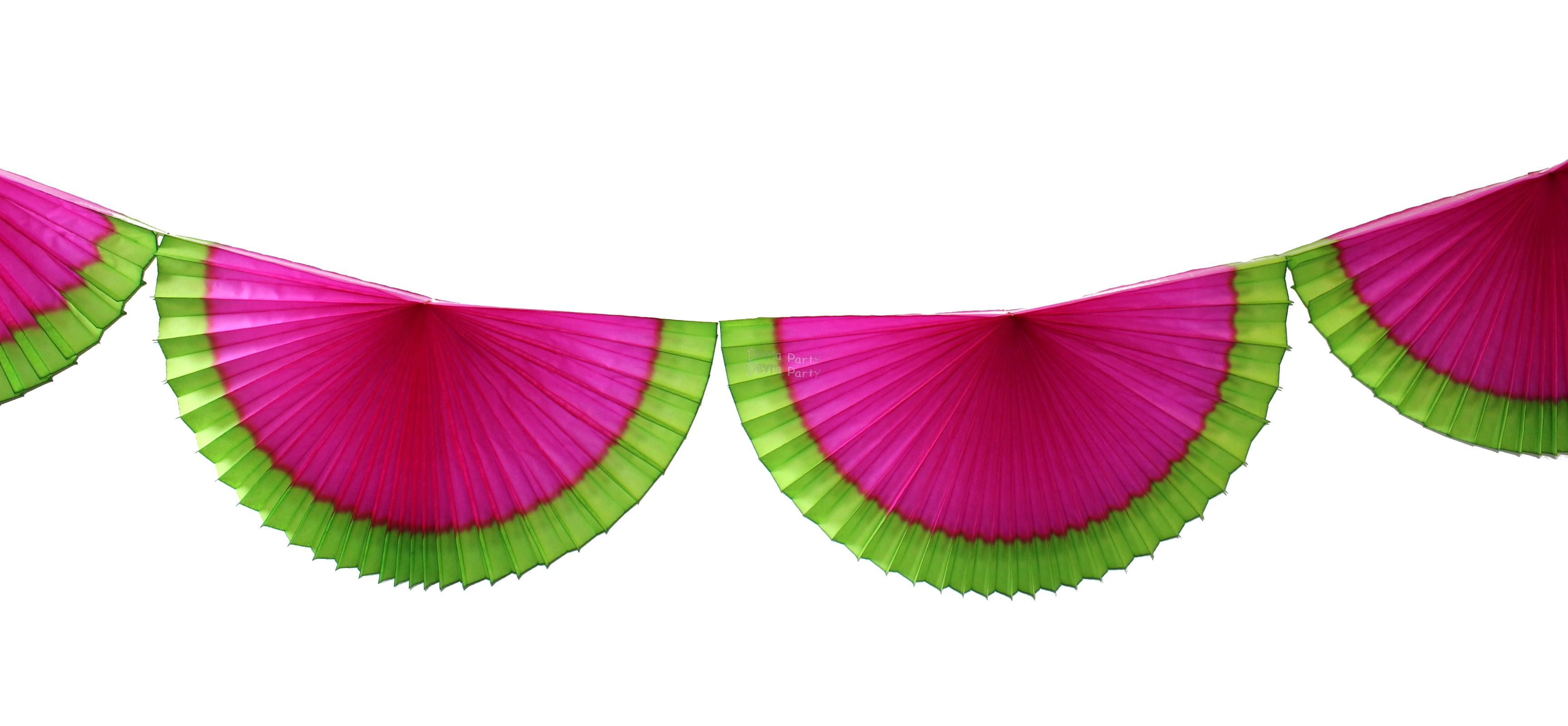 (image for) Cerise Lime Watermelon Themed 10 Ft Bunting Fan Garland (12 pcs)