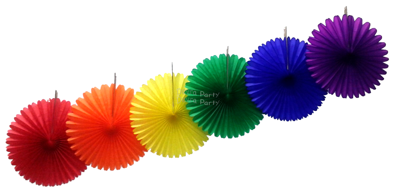 (image for) 13 Inch Rainbow Party Decorations (6 fans)