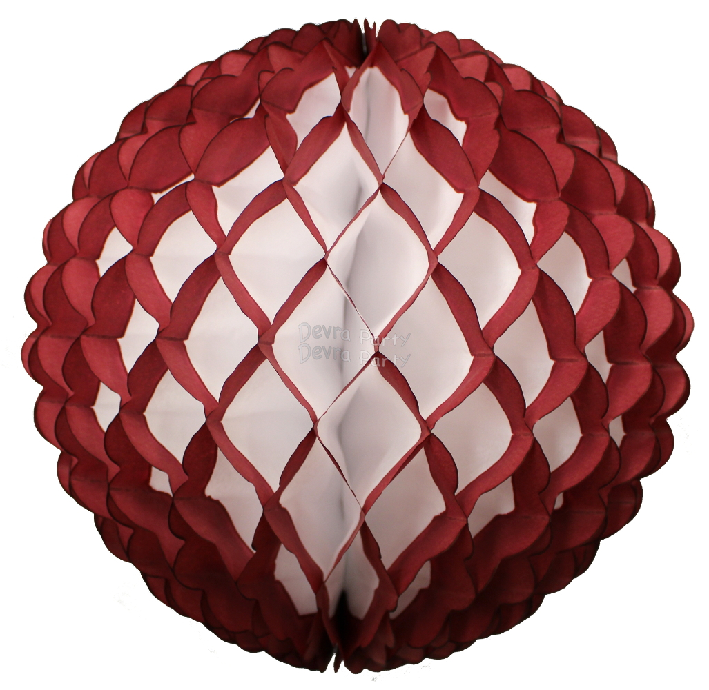 (image for) 14 Inch Puff Ball Maroon (Dyed Burgundy) and White (12 pcs)