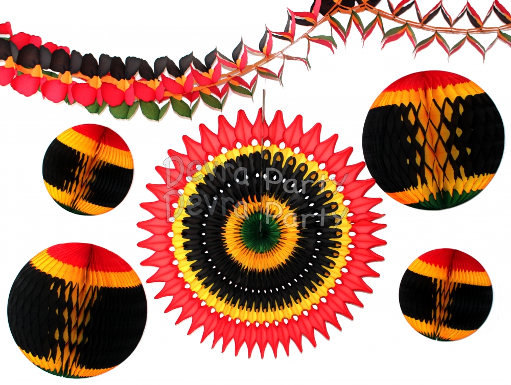 6-piece Kwanzaa Honeycomb Decoration Set - BULK PACK OF 6 KITS - Click Image to Close