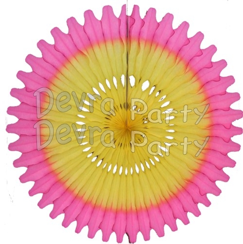 26 Inch Tissue Fan Cerise - Yellow (12 pcs) - Click Image to Close