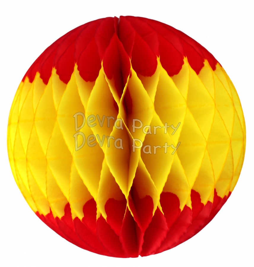 Red Yellow Red Honeycomb Tissue Paper Ball (12 pcs) - Click Image to Close